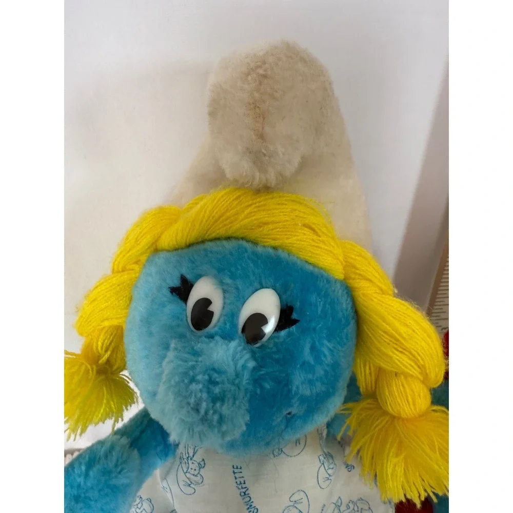 Vintage 1981 Peyo Smurfette & Papa‎ Smurf Plush Dolls 12